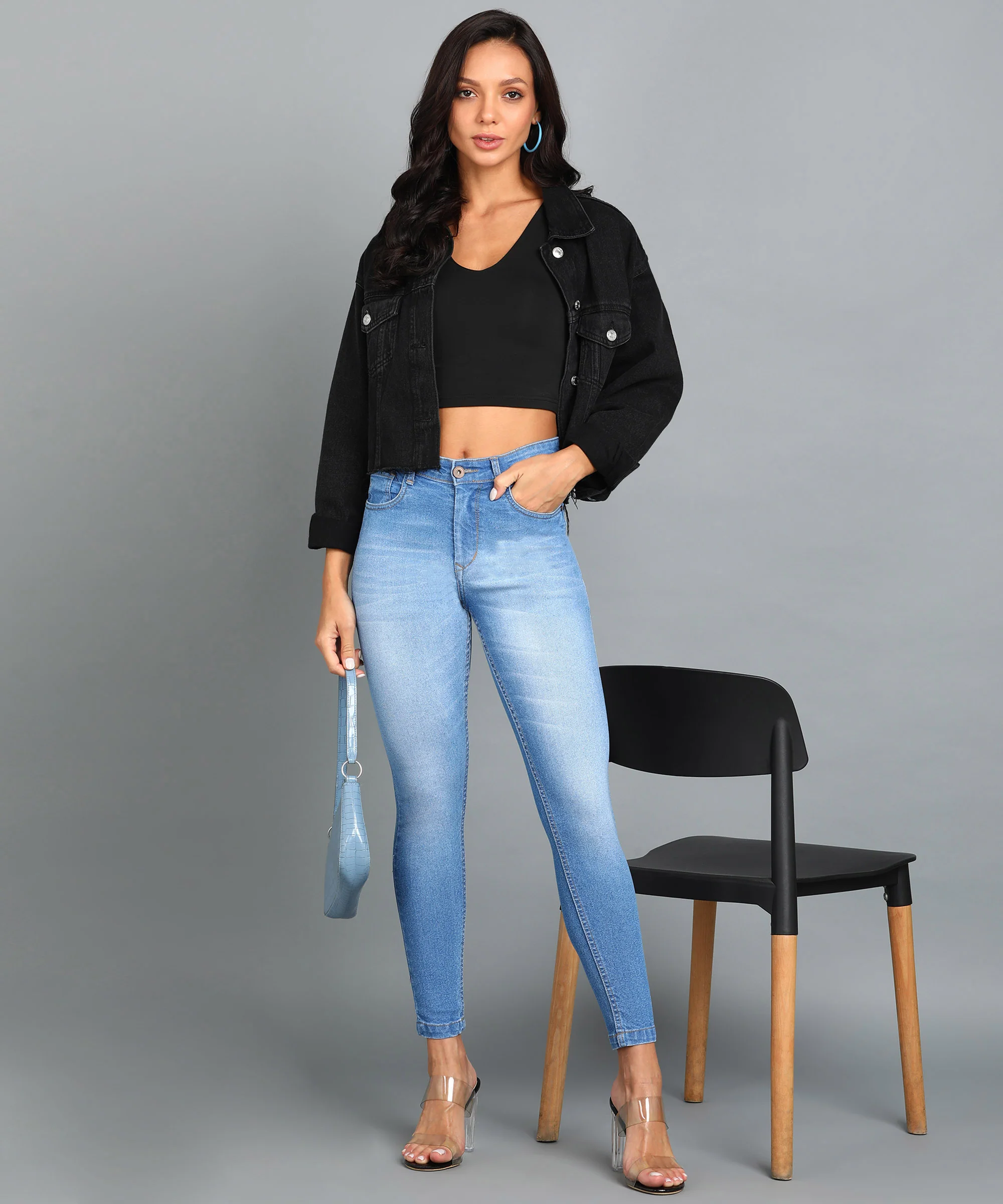 Women's Light Blue Skinny Fit Washed Jeans - Image 5