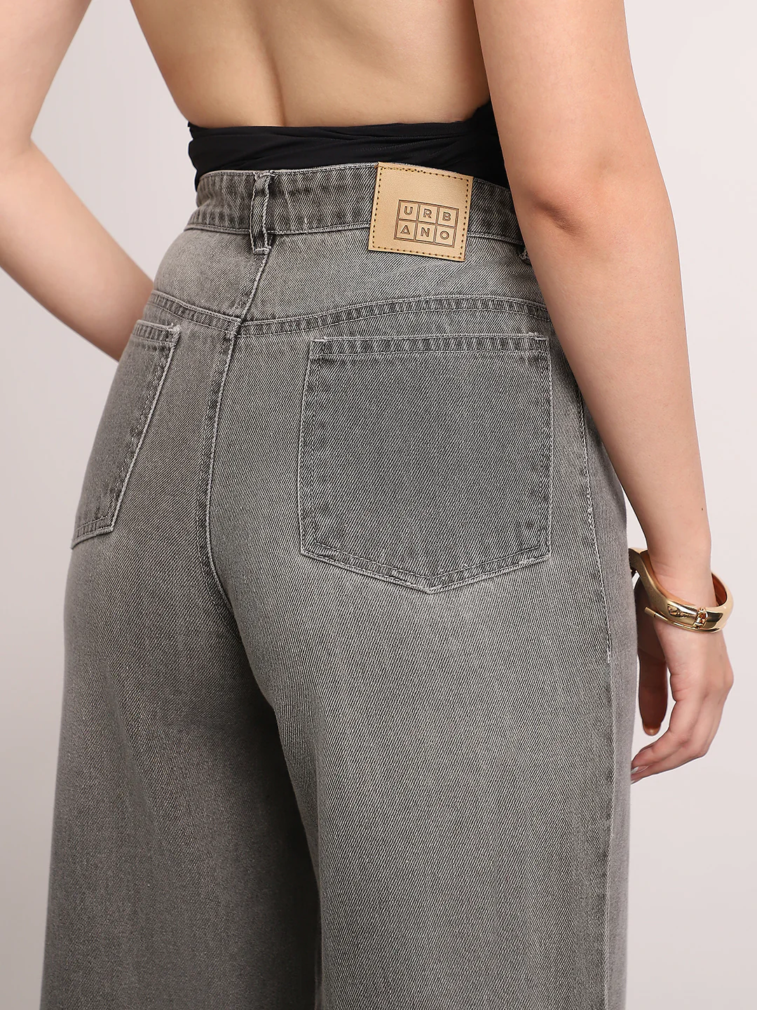 Women's Light Grey High Rise Baggy Fit Washed Jeans Non-Stretchable - Image 6