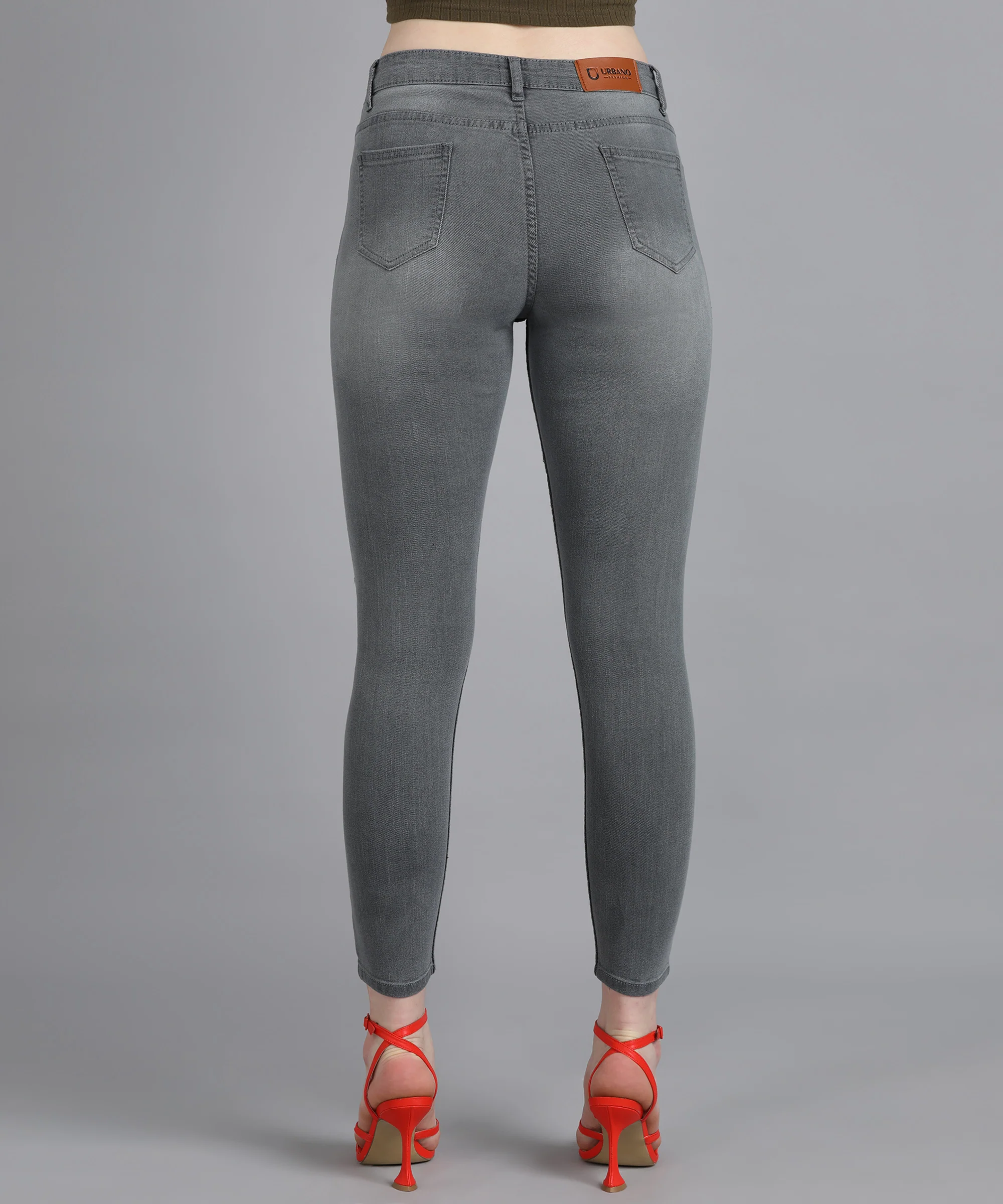 Women's Light Grey Skinny Fit Washed Jeans - Image 4