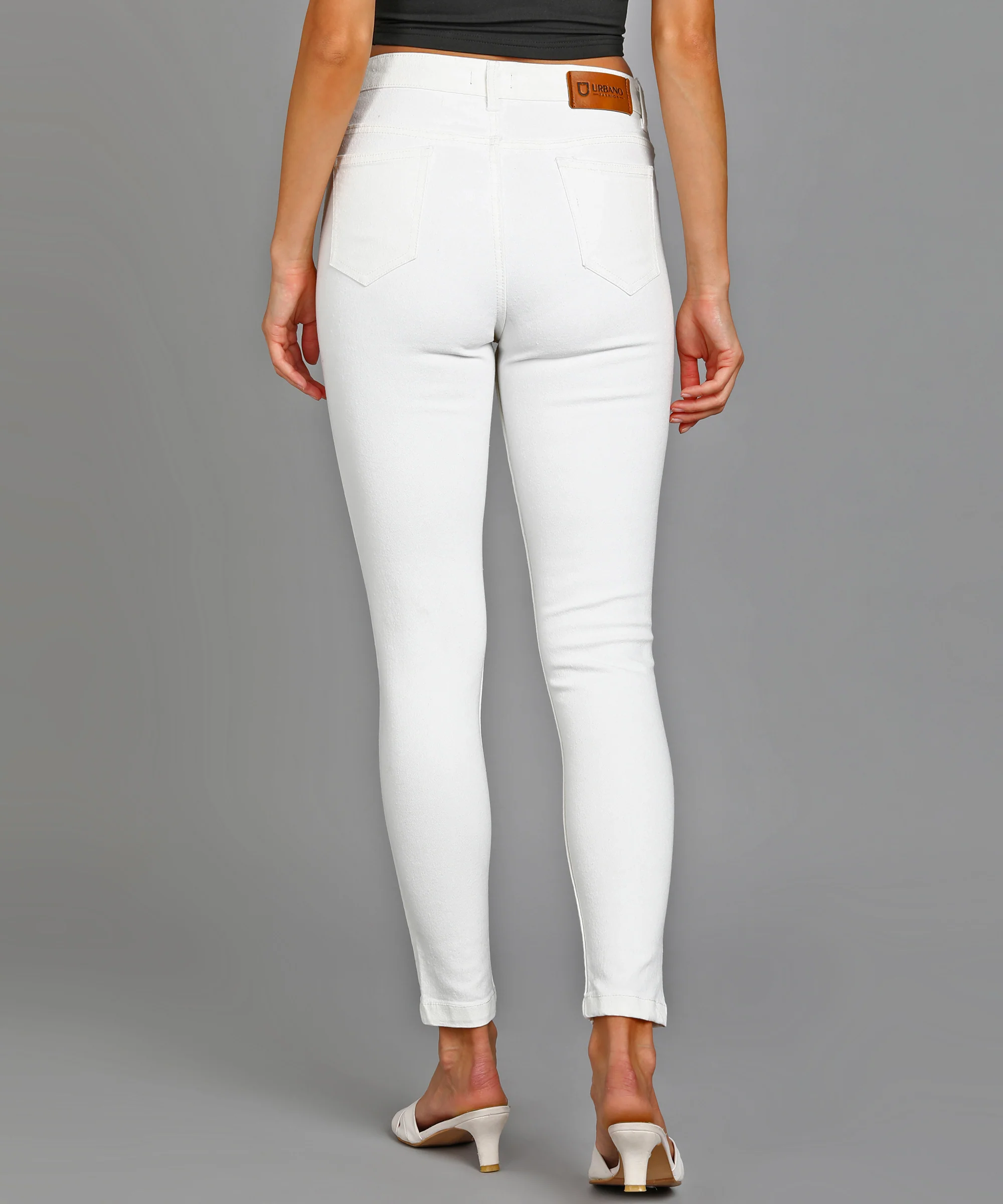 Women's White Skinny Fit Washed Jeans - Image 3