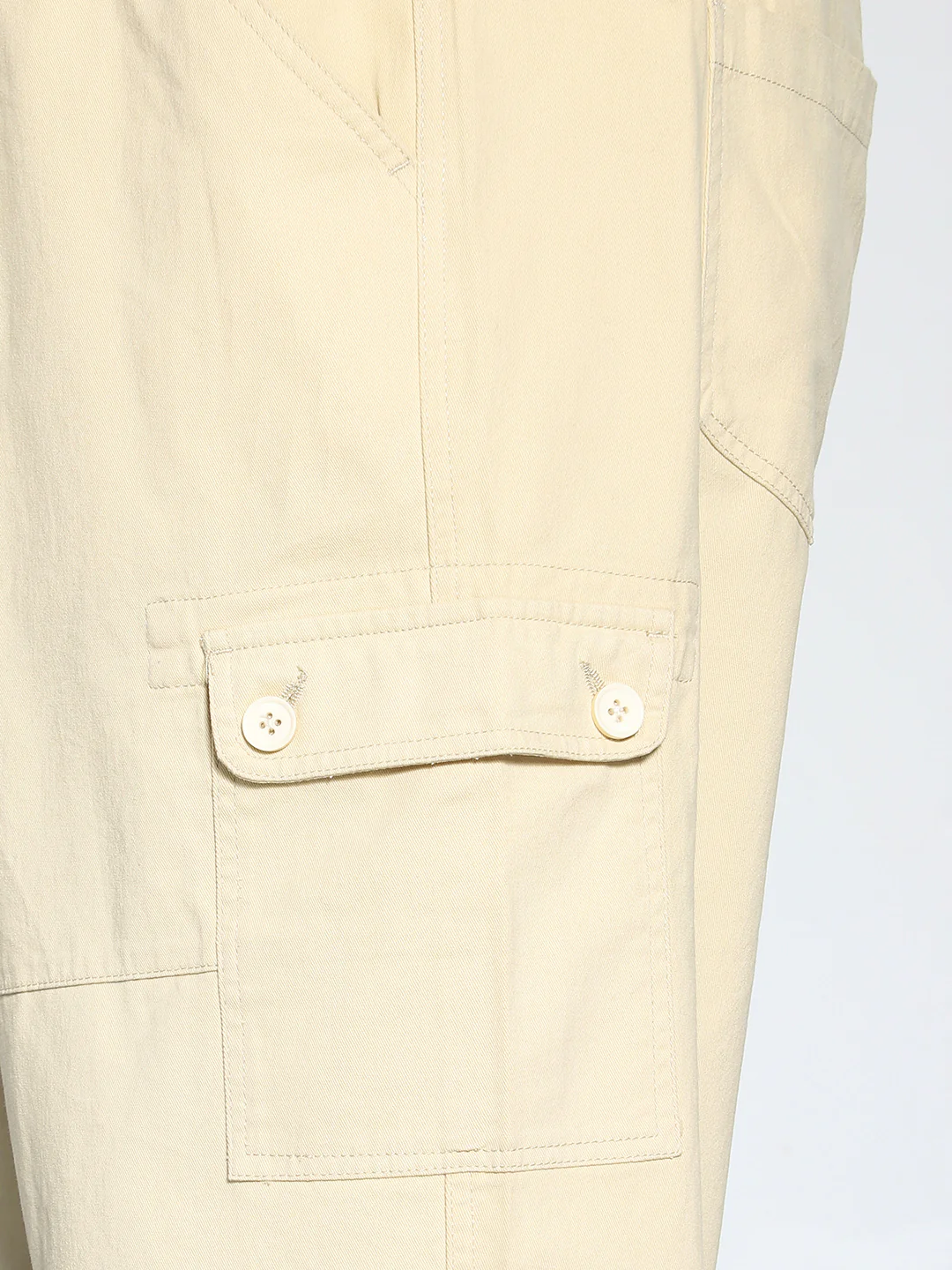 Plus Men's Beige Loose Baggy Fit Cargo Jogger Chino Pant with 6 Pockets Stretchable - Image 5