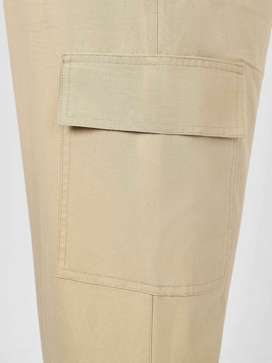 Plus Men's Beige Regular Fit Solid Cargo Chino Pant with 6 Pockets Stretchable - Image 5