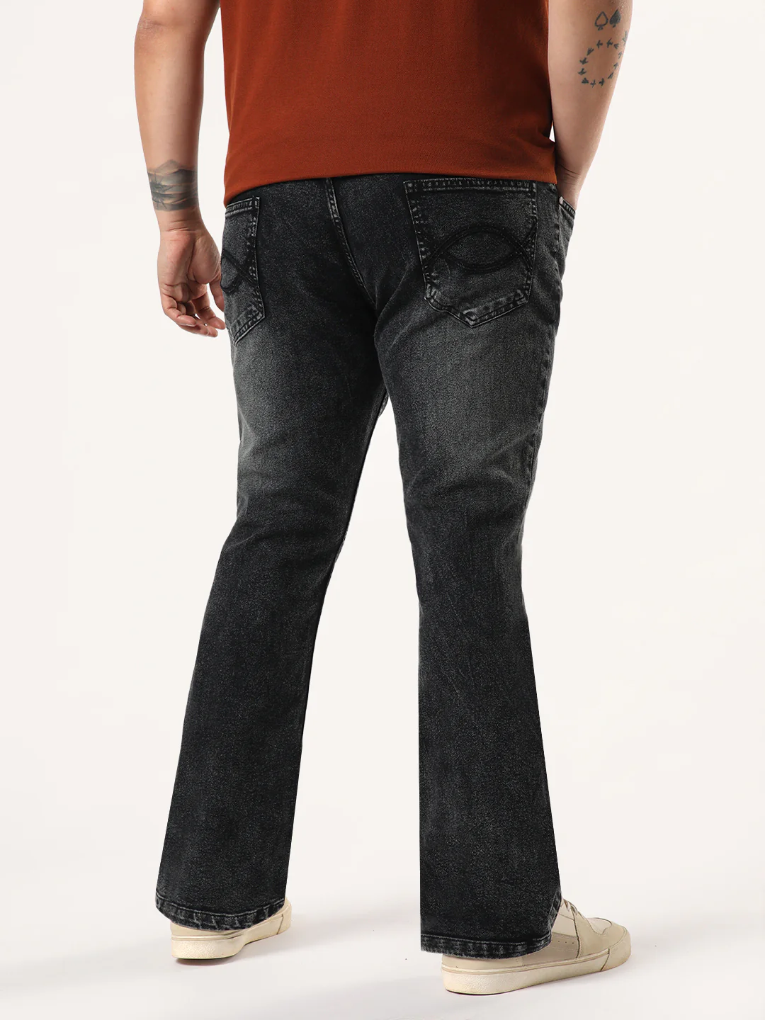 Plus Men's Black Bootcut Fit Mid Rise Tinted Heavy Washed Jeans Stretchable - Image 3