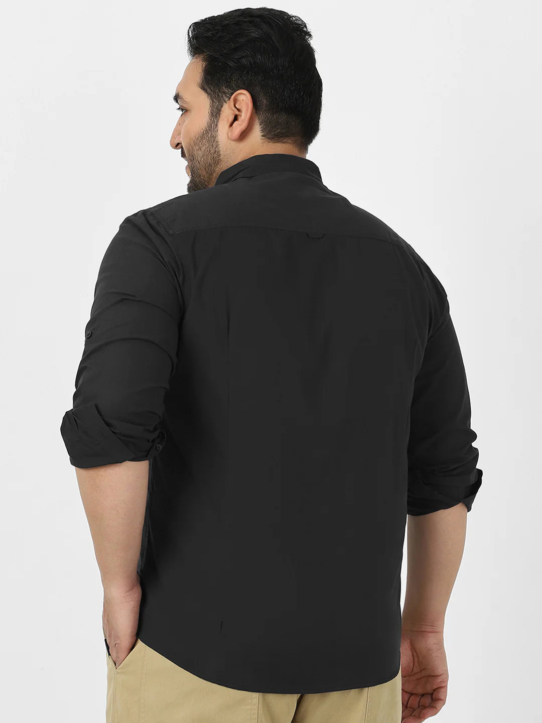 Men's Black Cotton Full Sleeve Regular Fit Casual Solid Shirt - Image 4