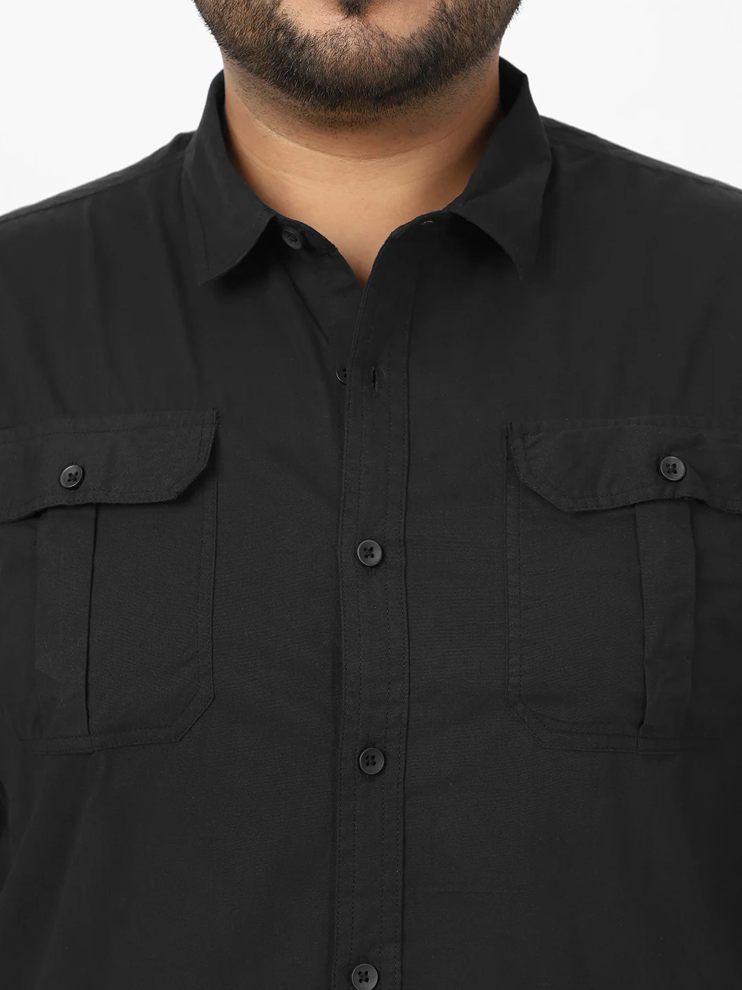 Men's Black Cotton Full Sleeve Regular Fit Casual Solid Shirt - Image 6