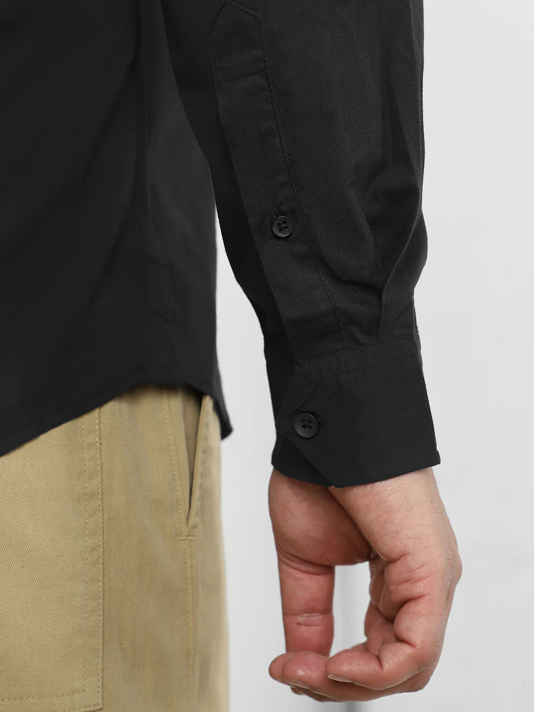 Men's Black Cotton Full Sleeve Regular Fit Casual Solid Shirt - Image 7
