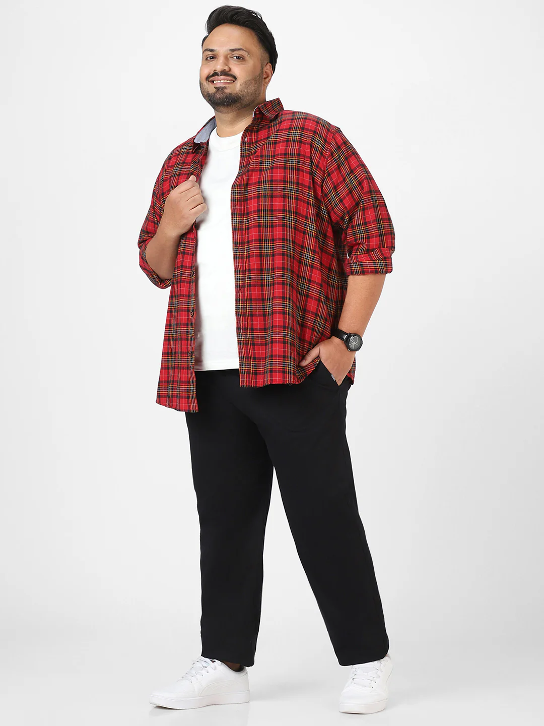 Plus Men's Black Cotton Regular Fit Casual Chinos Trousers Stretch - Image 5