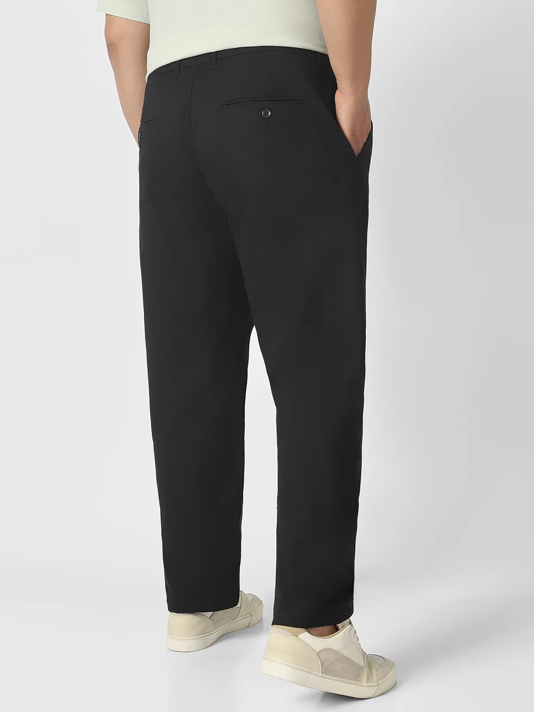 Plus Men's Black Cotton Regular Fit Casual Chinos Trousers Stretch - Image 3