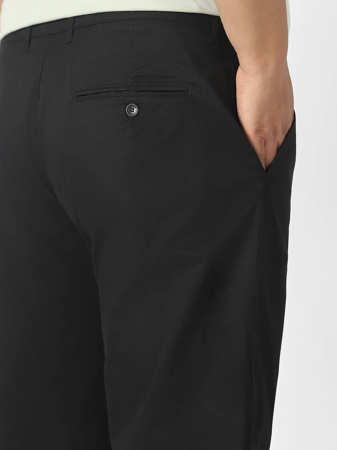 Plus Men's Black Cotton Regular Fit Casual Chinos Trousers Stretch - Image 5