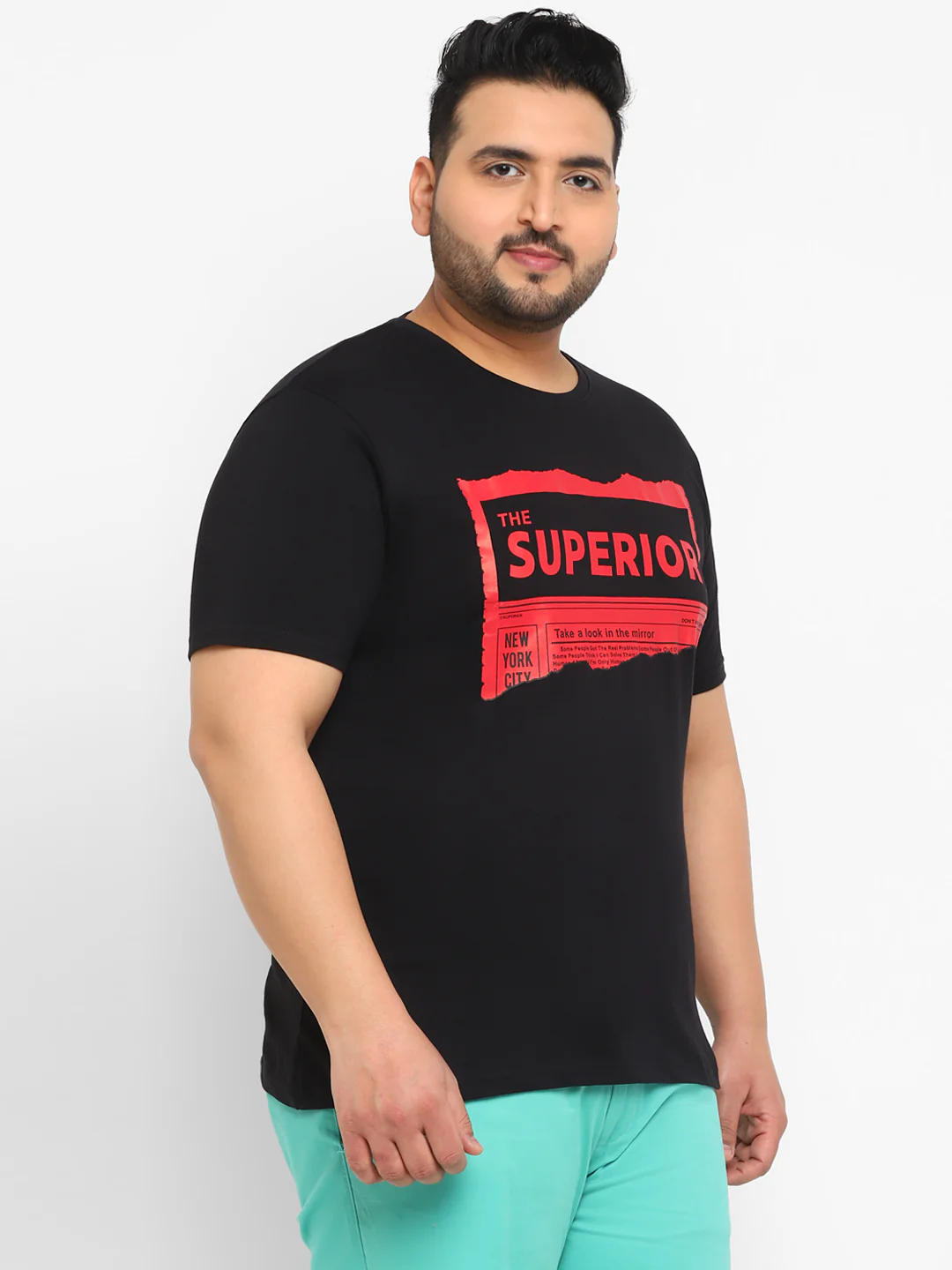 Urbano Plus Men's Black Graphic Printed Half Sleeve Regular Fit Cotton T-Shirt - Image 2