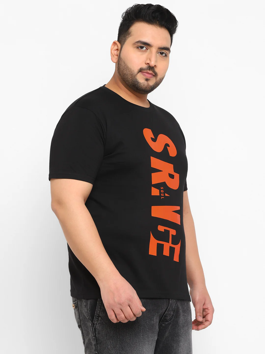 Urbano Plus Men's Black Graphic Printed Half Sleeve Regular Fit Cotton T-Shirt - Image 2