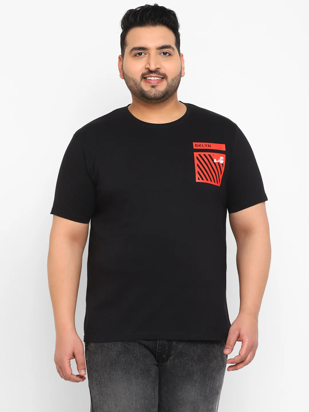 Urbano Plus Men's Black Graphic Printed Half Sleeve Regular Fit Cotton T-Shirt