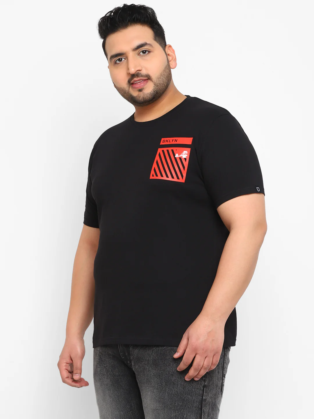 Urbano Plus Men's Black Graphic Printed Half Sleeve Regular Fit Cotton T-Shirt - Image 2