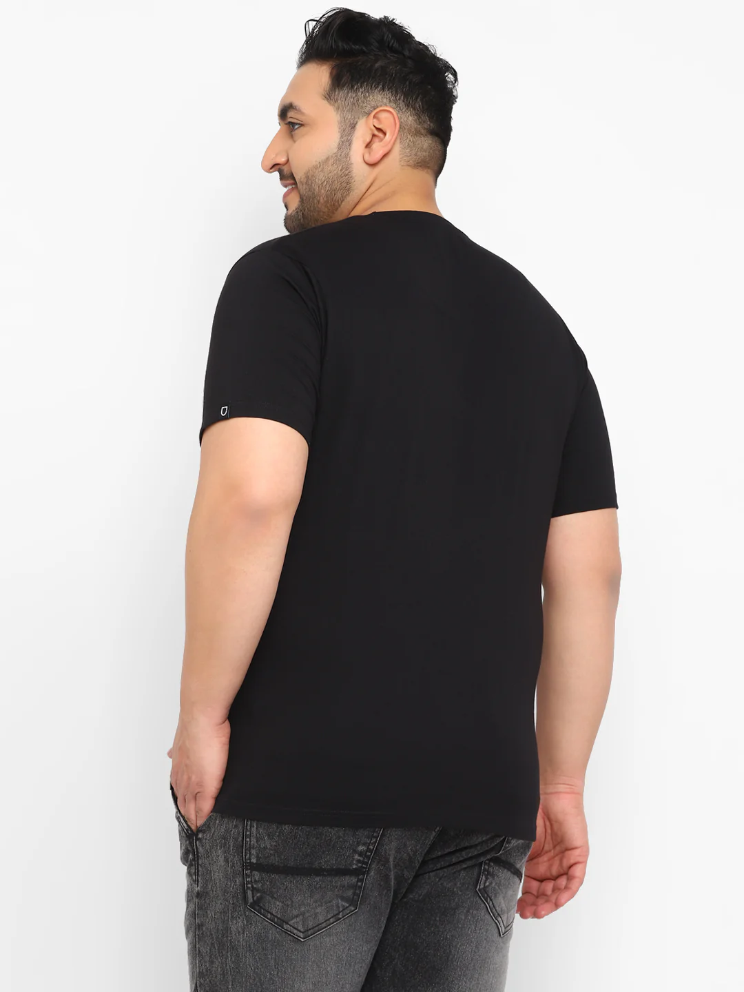 Urbano Plus Men's Black Graphic Printed Half Sleeve Regular Fit Cotton T-Shirt - Image 3