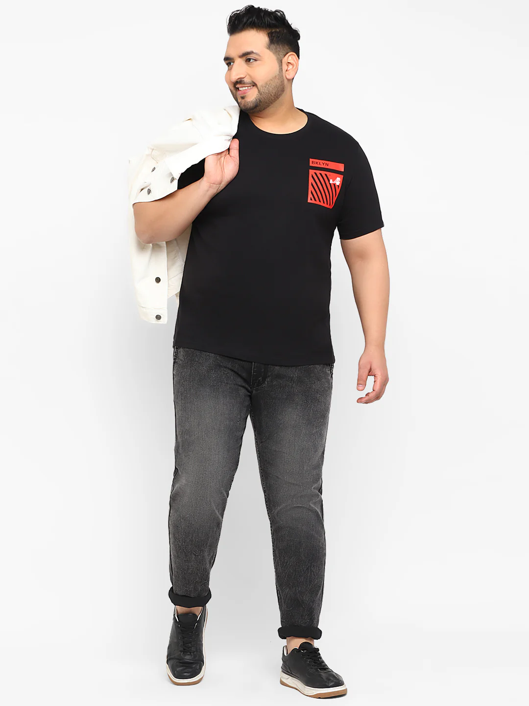 Urbano Plus Men's Black Graphic Printed Half Sleeve Regular Fit Cotton T-Shirt - Image 4