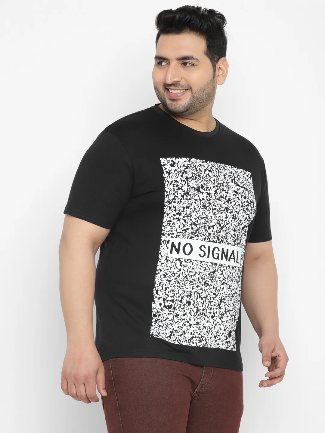 Urbano Plus Men's Black Graphic Printed Half Sleeve Regular Fit Cotton T-Shirt - Image 2