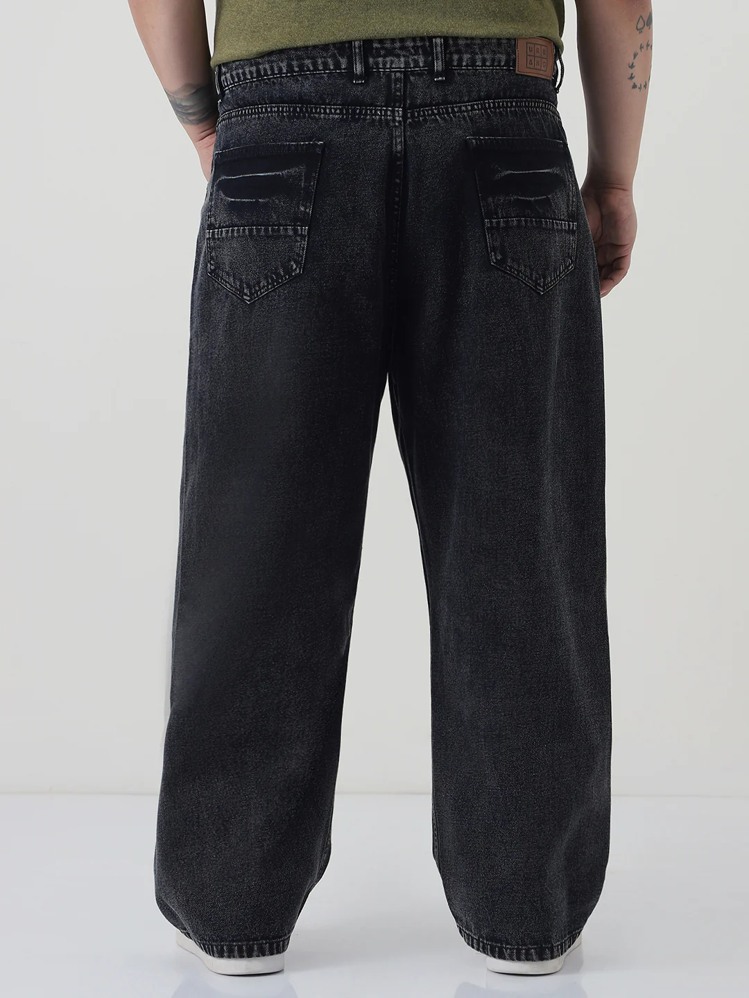 Plus Men's Black  Loose Baggy Fit Washed Jeans Non-Stretchable - Image 3