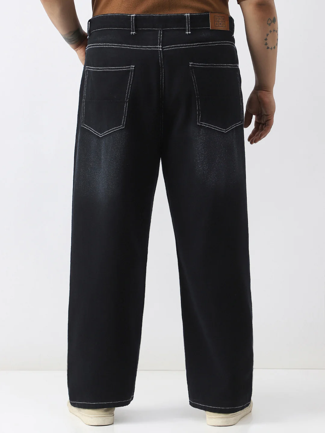 Plus Men's Black Loose Baggy Fit Washed Jeans Non-Stretchable - Image 4