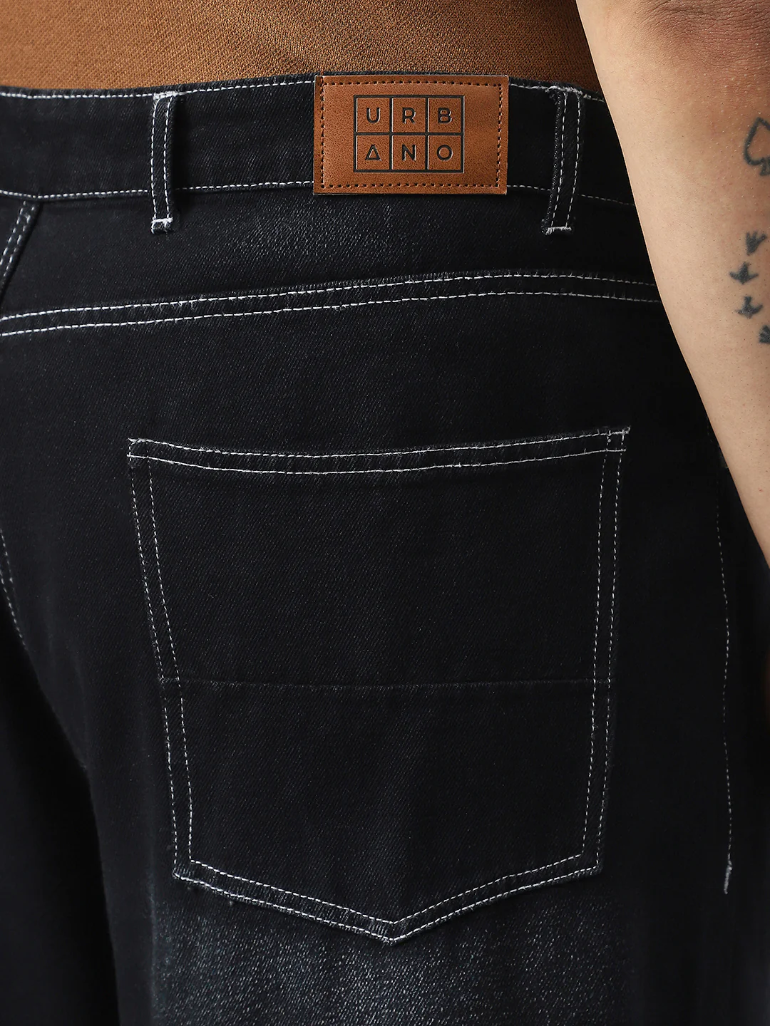 Plus Men's Black Loose Baggy Fit Washed Jeans Non-Stretchable - Image 7