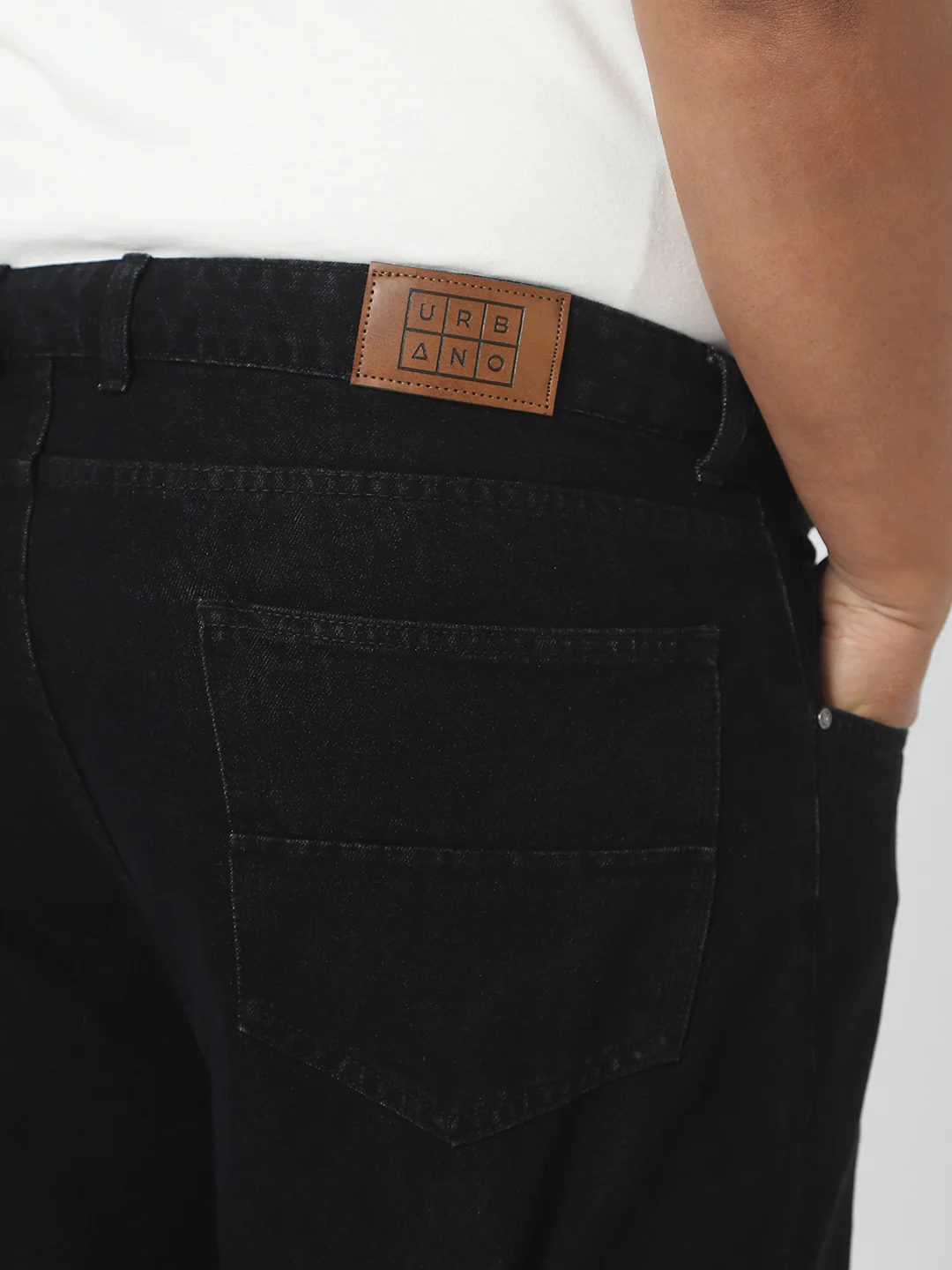 Plus Men's Black Loose Fit Washed Jeans Non-Stretchable - Image 5