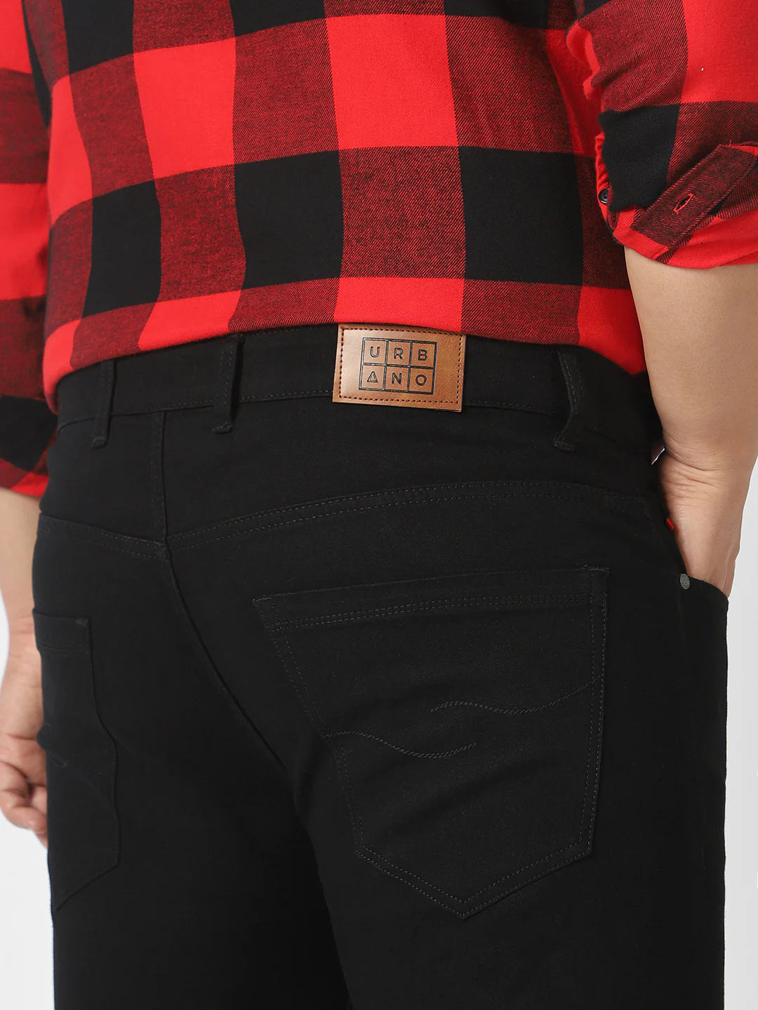 Plus Men's Black Regular Fit Knee Slit Distressed Jeans Stretchable - Image 5