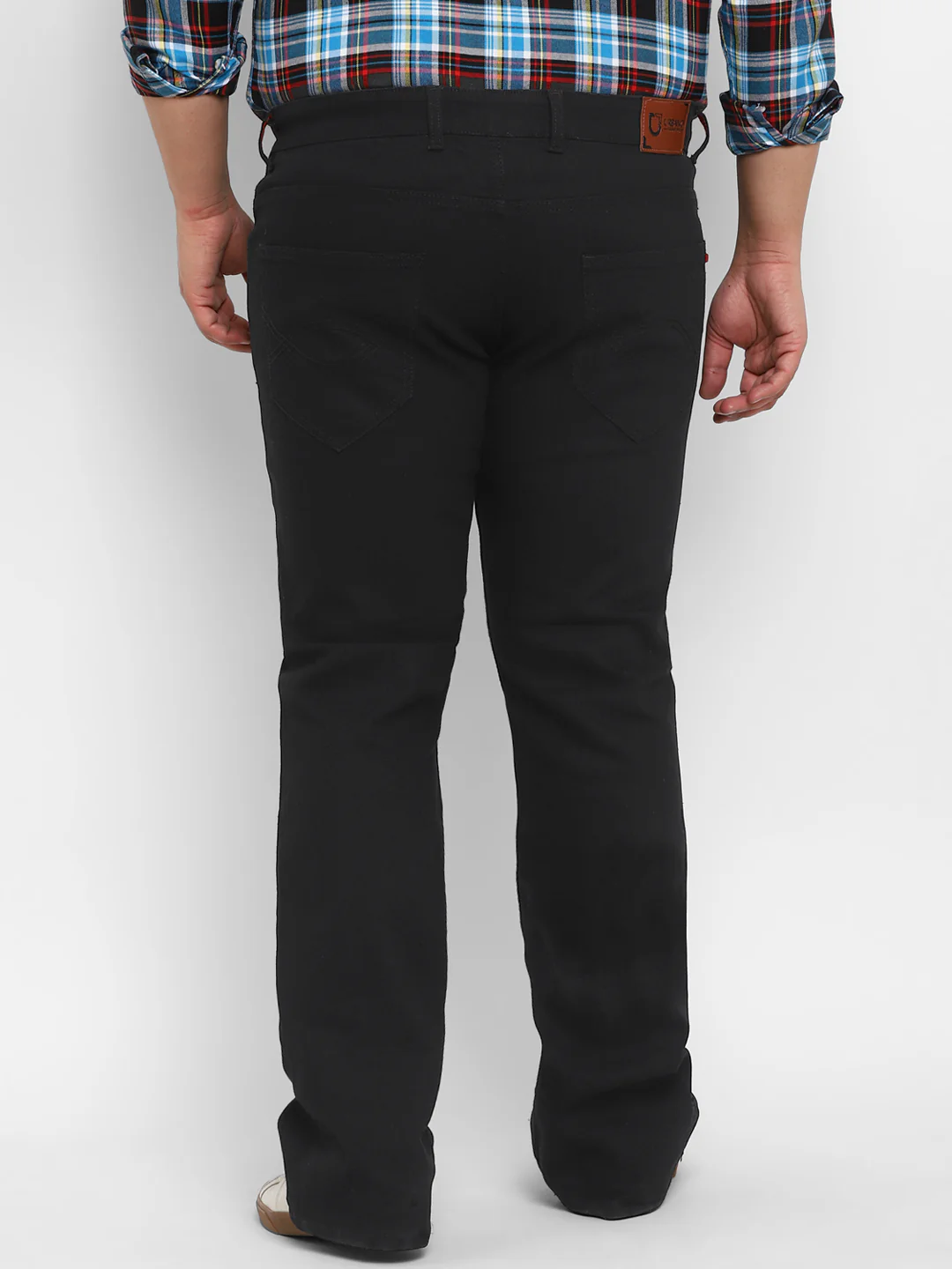 Plus Men's Black Regular Fit Washed Denim Bootcut Jeans Stretchable - Image 3