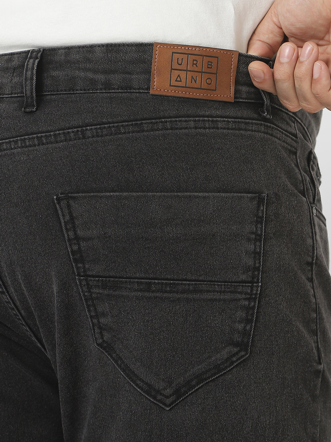 Plus Men's Black Regular Fit Washed Jeans Stretchable - Image 5