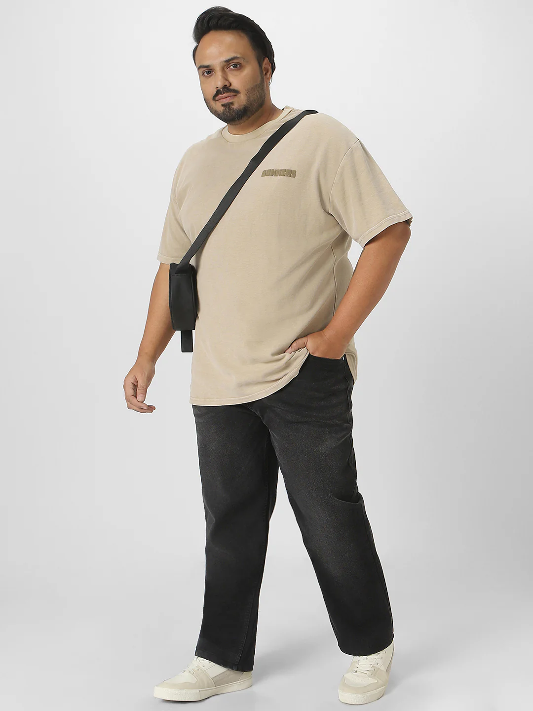 Plus Men's Black Regular Fit Washed Jeans Stretchable - Image 5