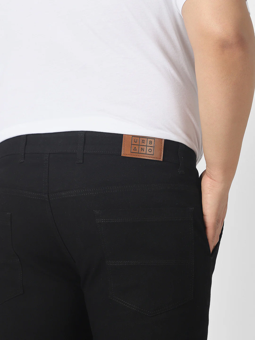 Plus Men's Black Regular Fit Washed Jeans Stretchable - Image 5