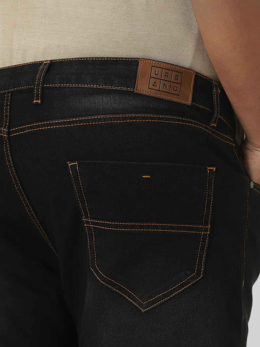 Plus Men's Black Regular Fit Washed Jeans Stretchable - Image 5