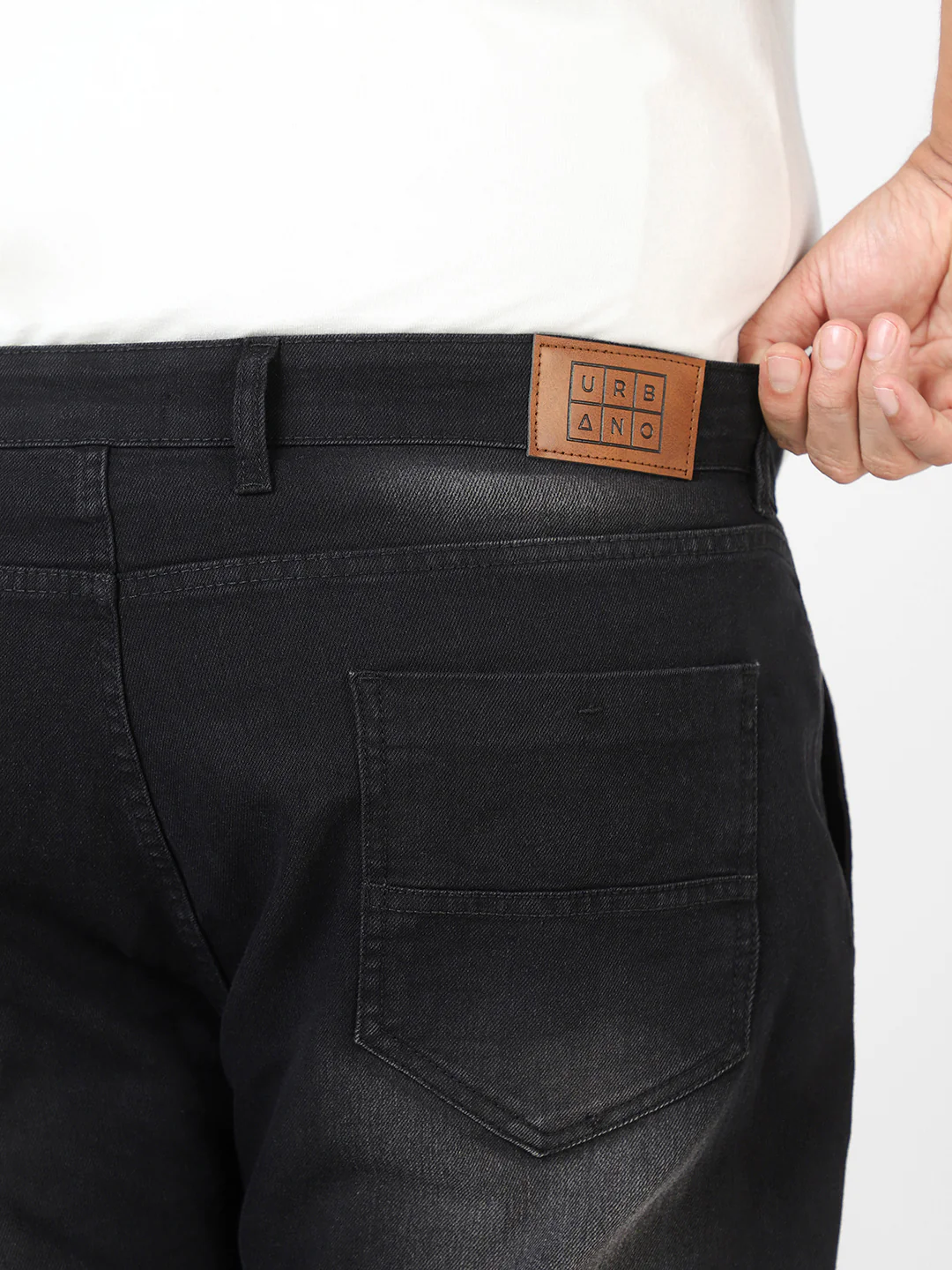Plus Men's Black Regular Fit Washed Jeans Stretchable - Image 5