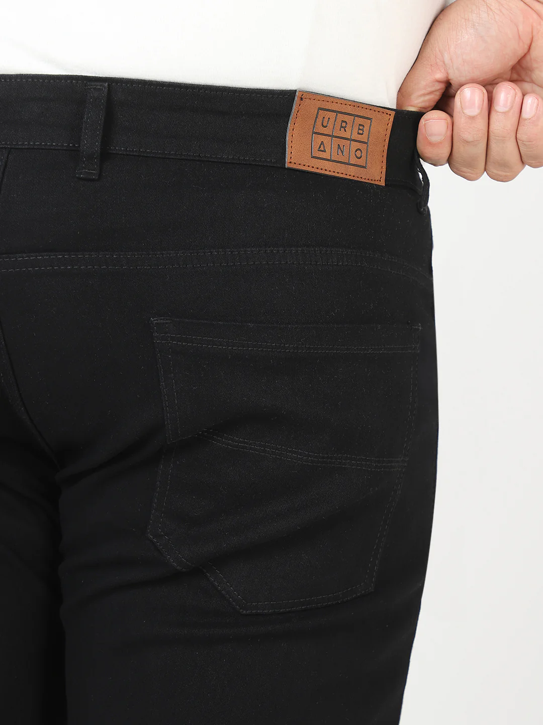Plus Men's Black Regular Fit Washed Jeans Stretchable - Image 6
