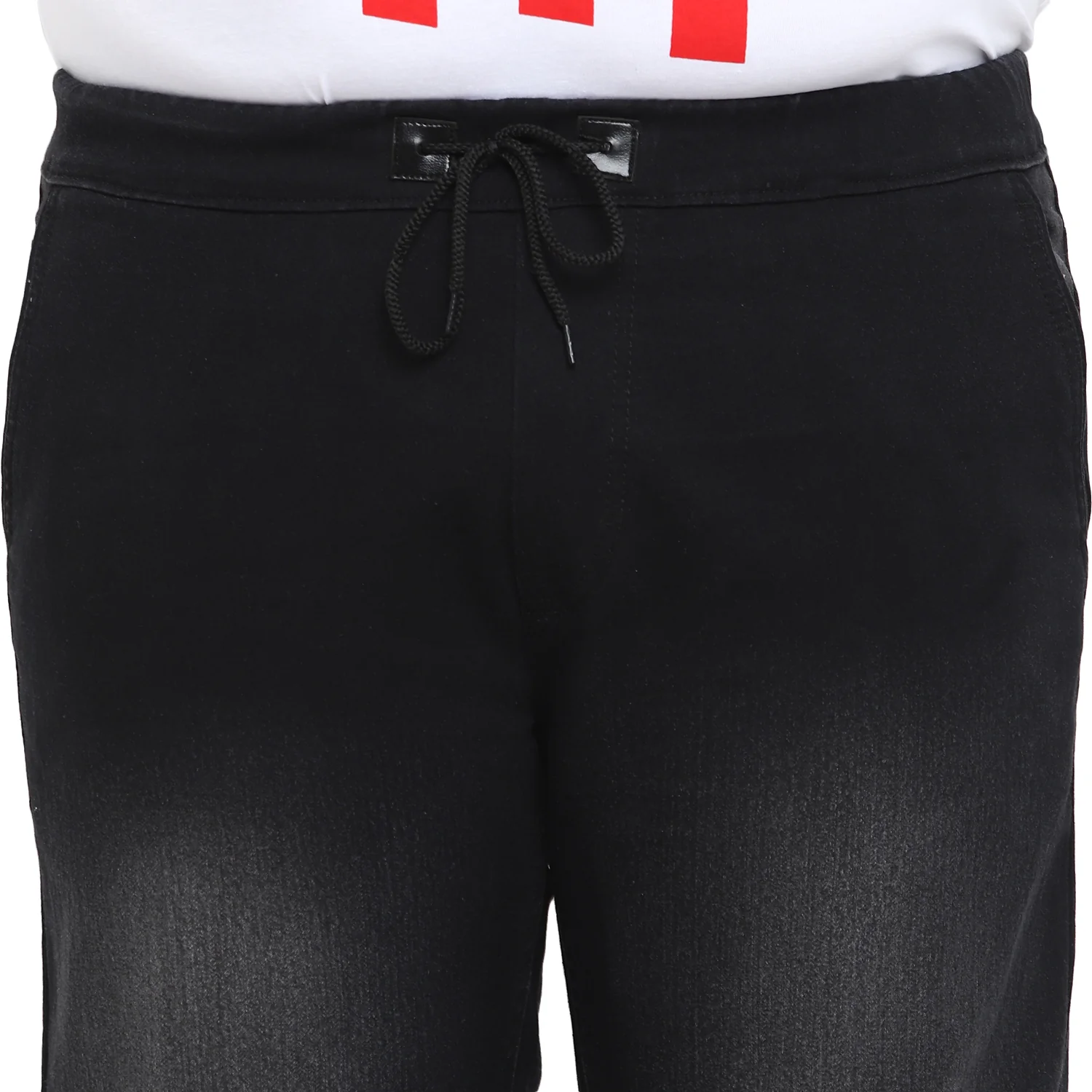 Plus Men's Black Regular Fit Washed Jogger Jeans Stretch - Image 5