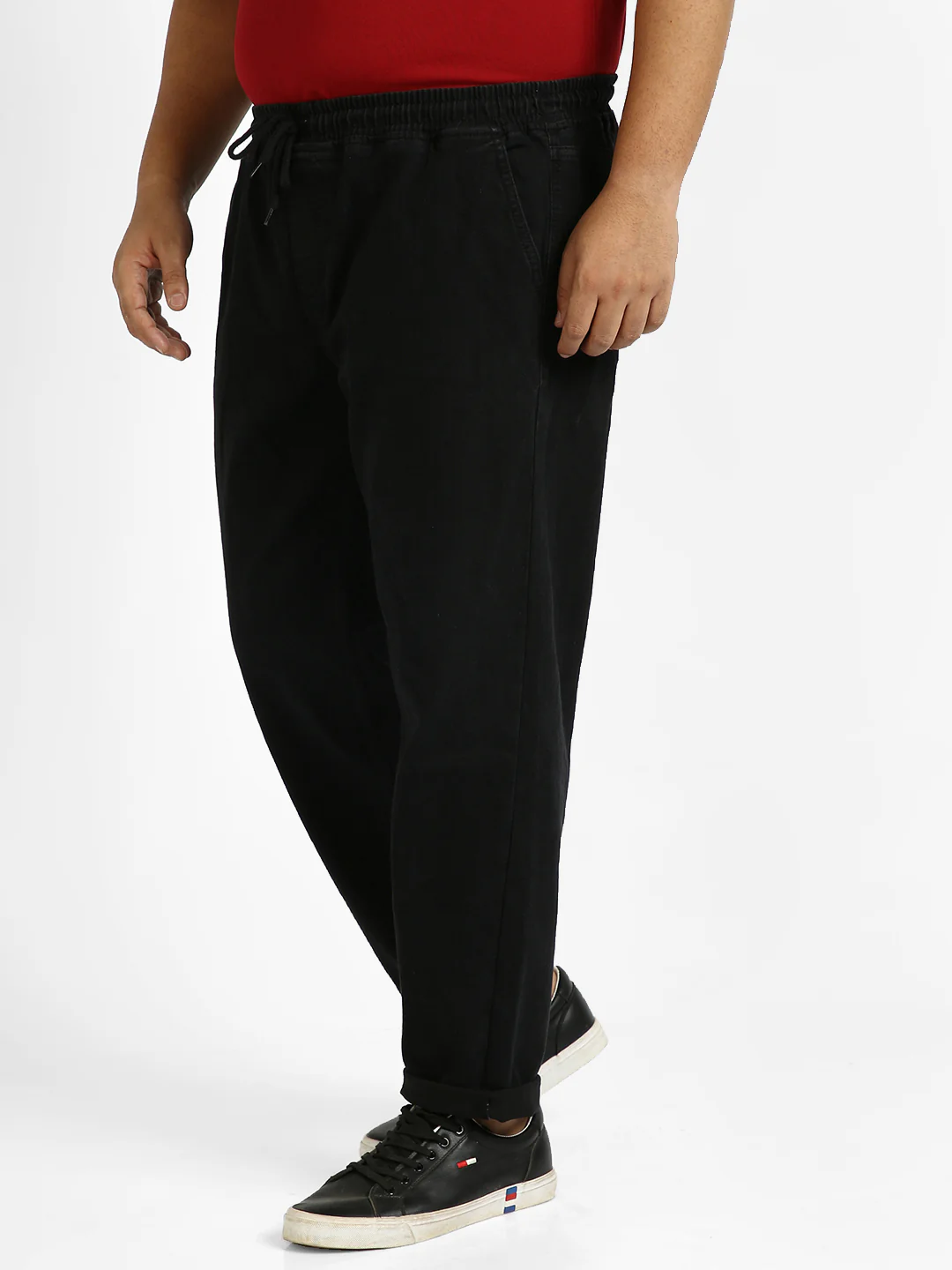 Plus Men's Black Regular Fit Washed Jogger Jeans Stretchable - Image 2