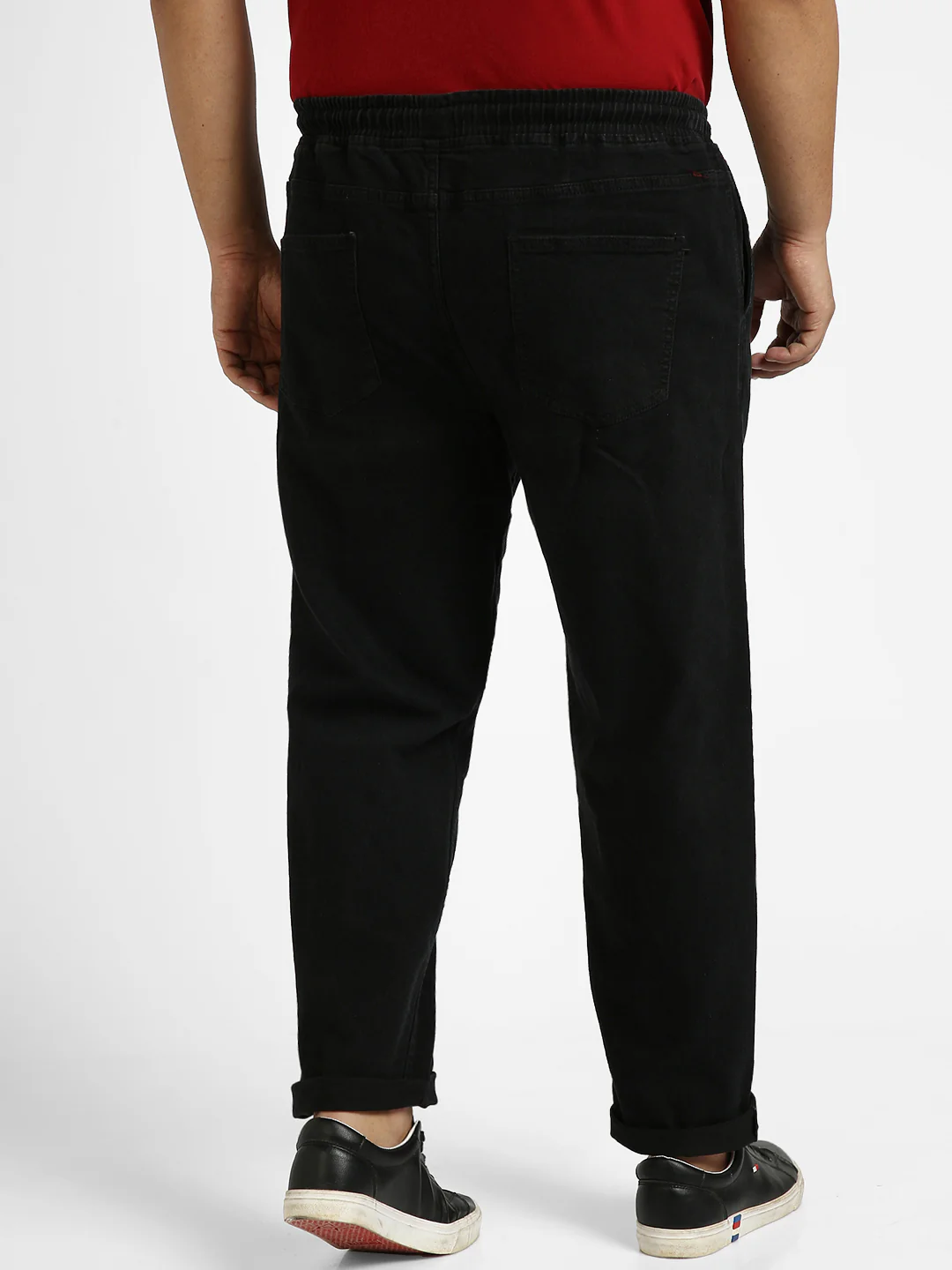 Plus Men's Black Regular Fit Washed Jogger Jeans Stretchable - Image 3
