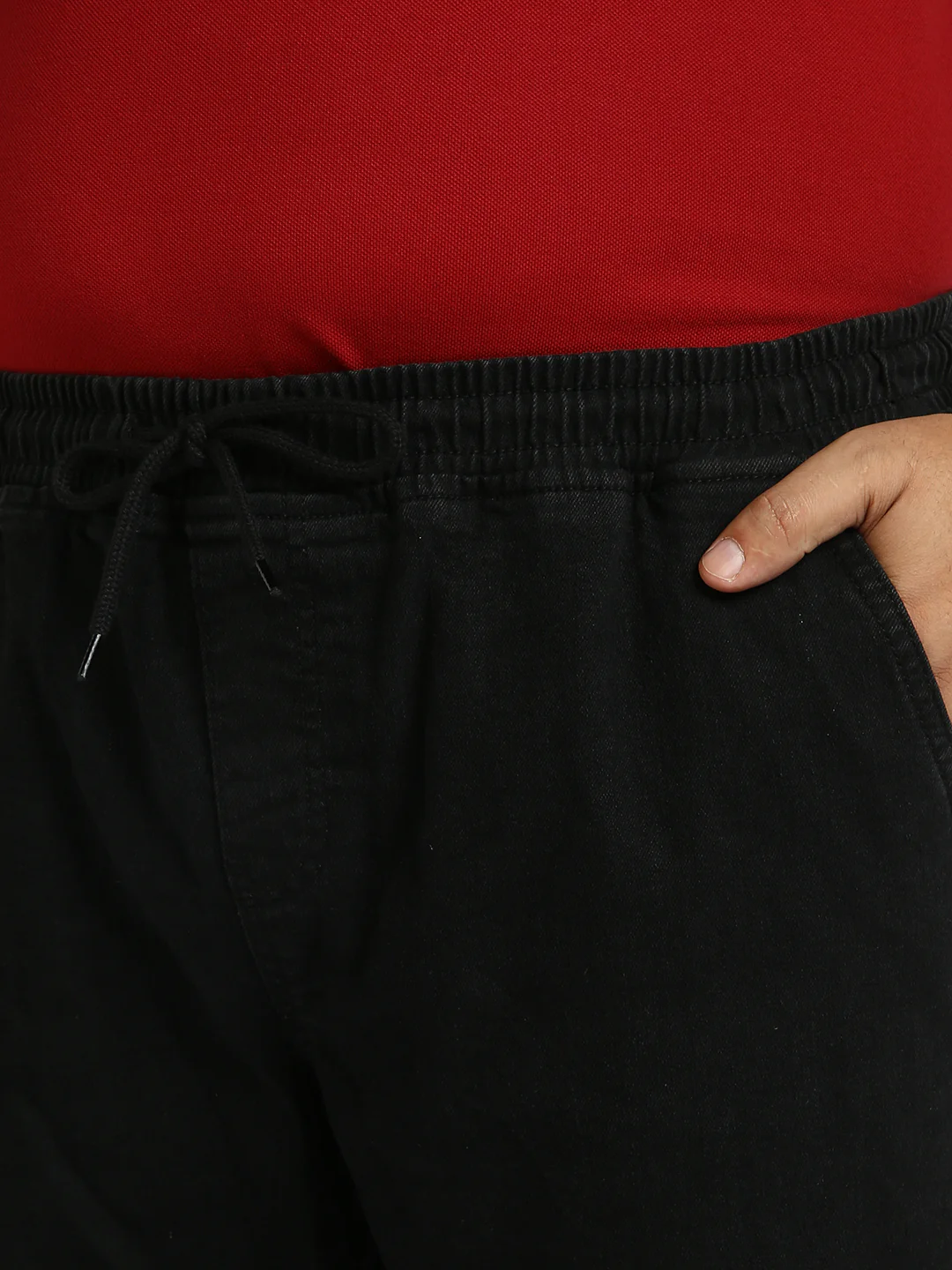 Plus Men's Black Regular Fit Washed Jogger Jeans Stretchable - Image 5