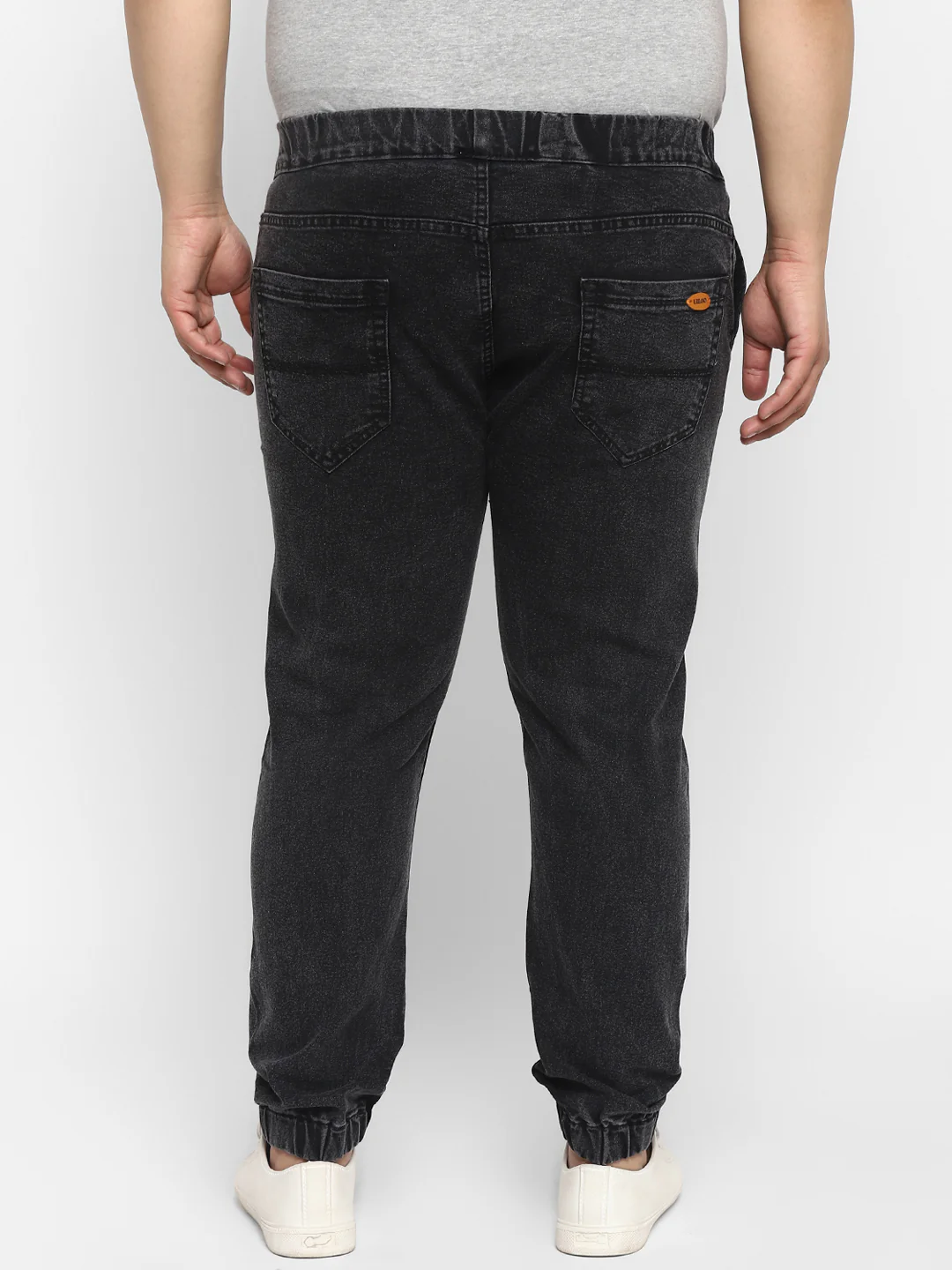 Plus Men's Black Regular Fit Washed Jogger Jeans Stretchable - Image 4