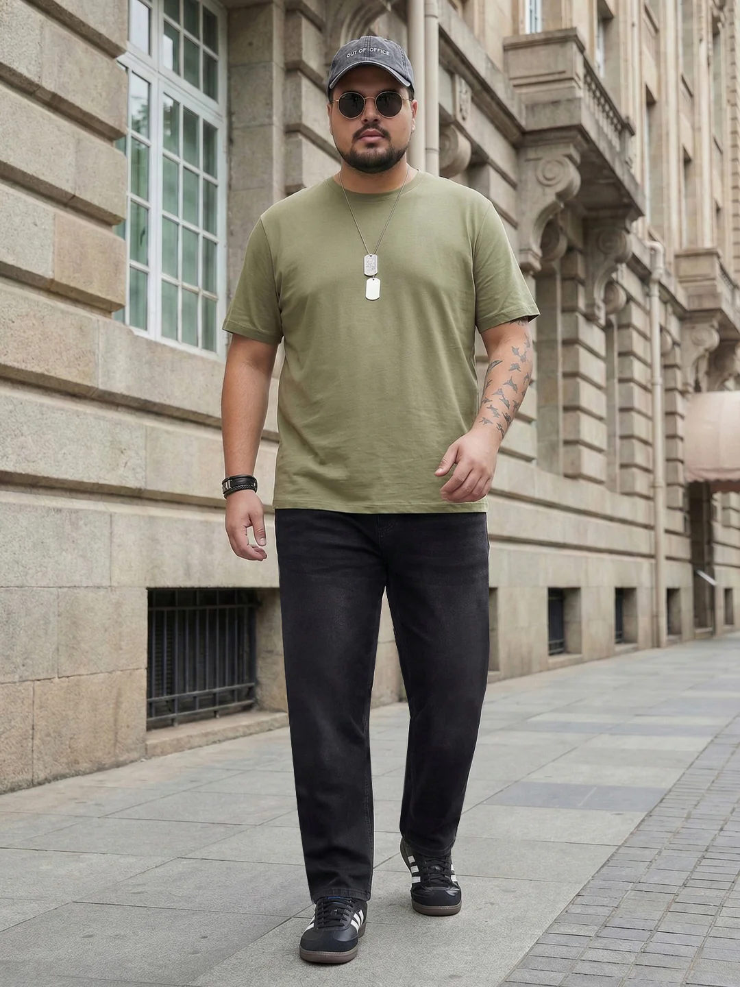 Plus Men's Black Relaxed Fit Washed Denim Jeans Non-Stretchable - Image 4
