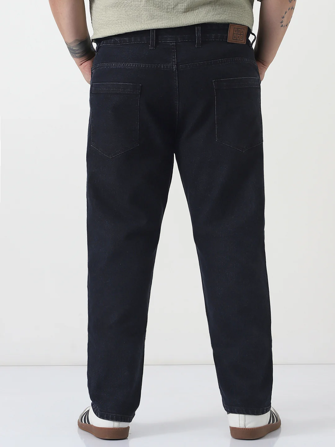 Plus Men's Black Slim Fit Washed Denim Jeans Stretchable - Image 3