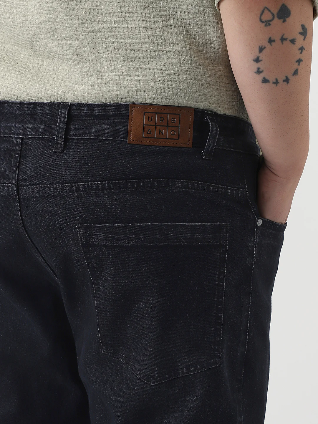 Plus Men's Black Slim Fit Washed Denim Jeans Stretchable - Image 6
