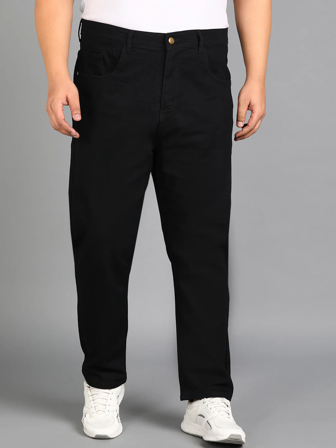 Plus Men's Black Slim Fit Washed Jeans Stretchable - Image 2