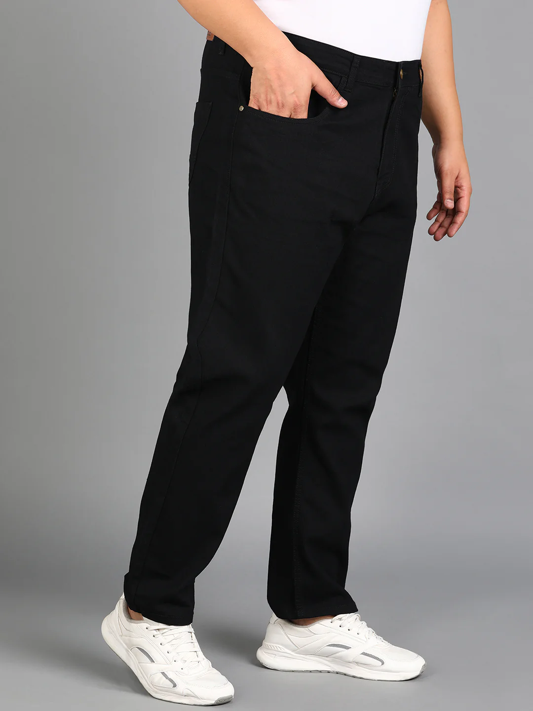 Plus Men's Black Slim Fit Washed Jeans Stretchable - Image 3