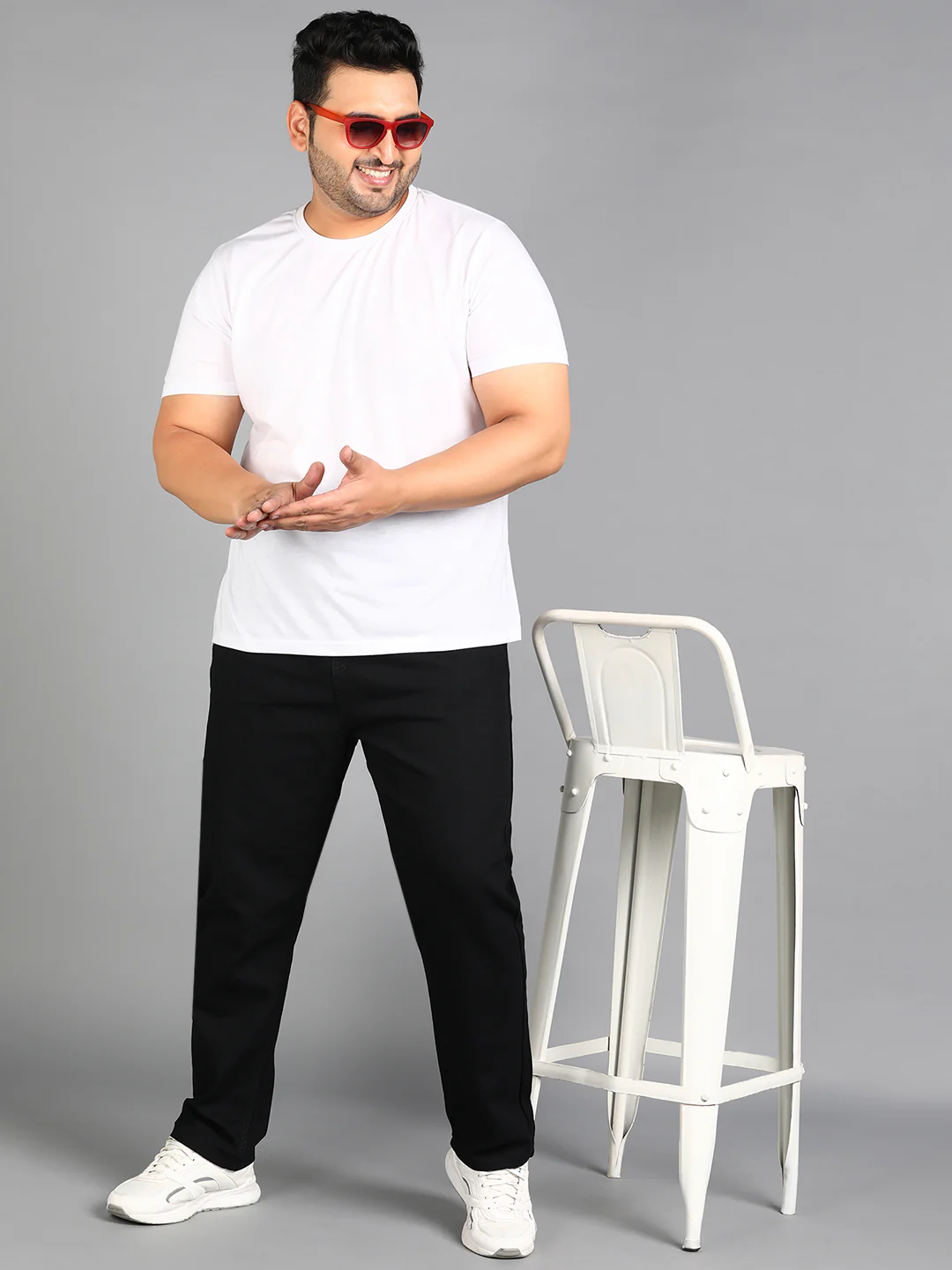 Plus Men's Black Slim Fit Washed Jeans Stretchable - Image 5
