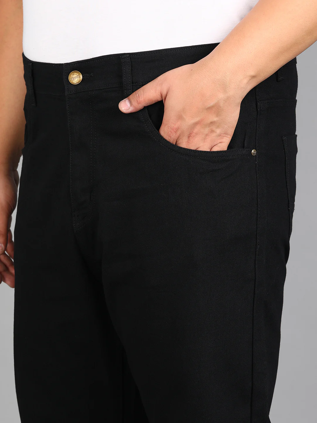 Plus Men's Black Slim Fit Washed Jeans Stretchable - Image 6