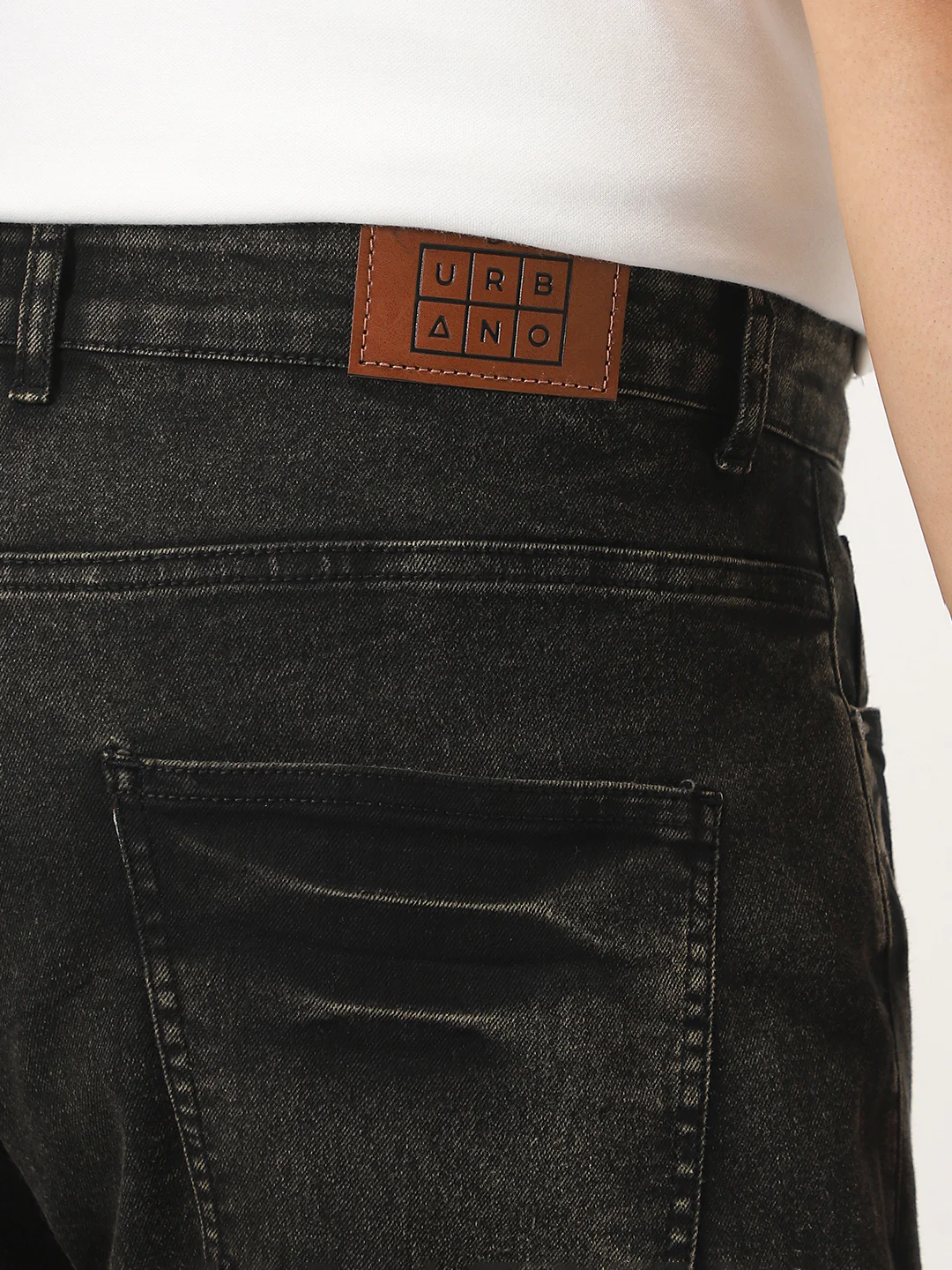 Plus Men's Black Straight Fit Heavy Washed Jeans Stretchable - Image 6