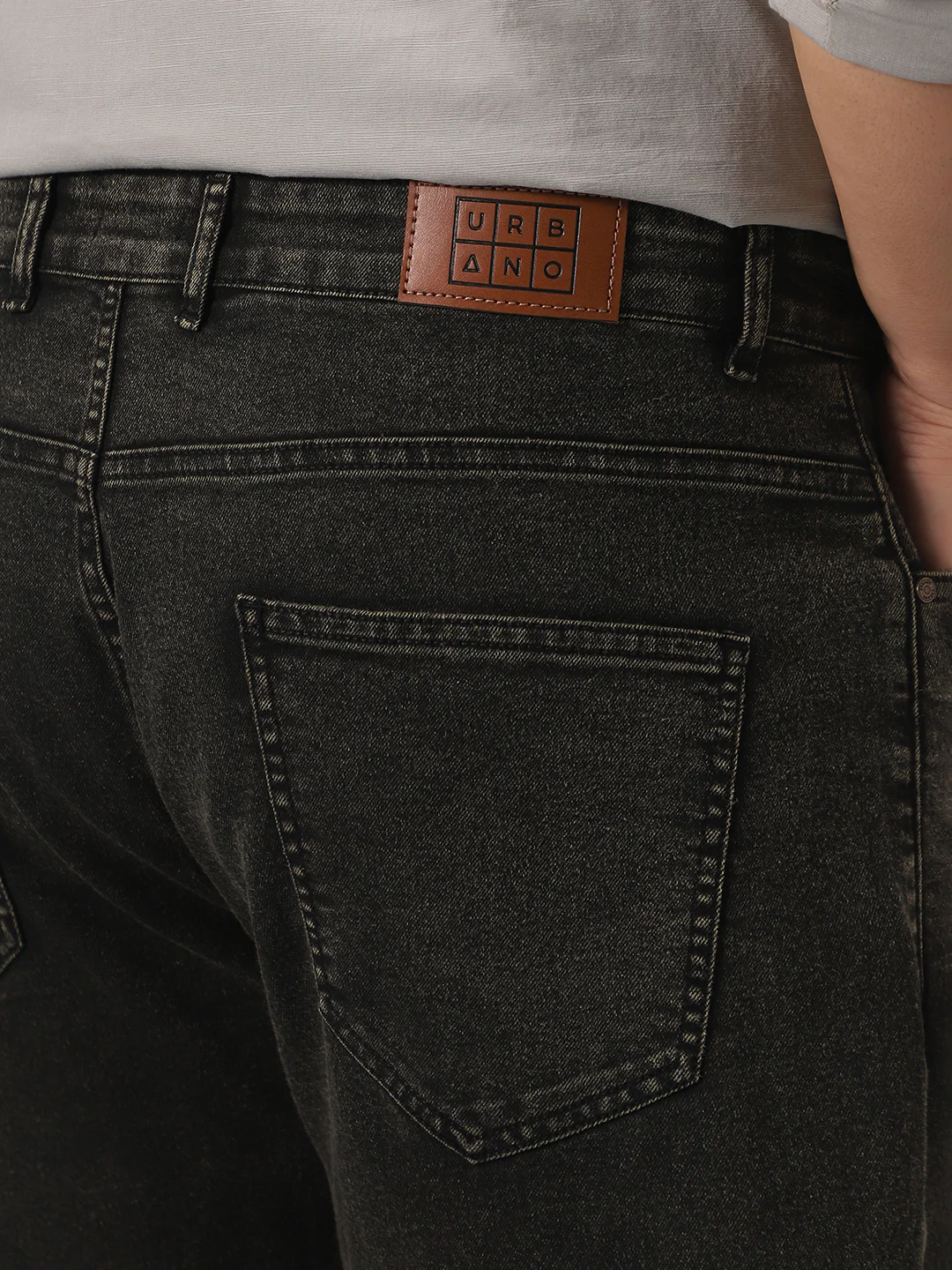 Plus Men's Black Straight Fit Heavy Washed Jeans Stretchable - Image 6