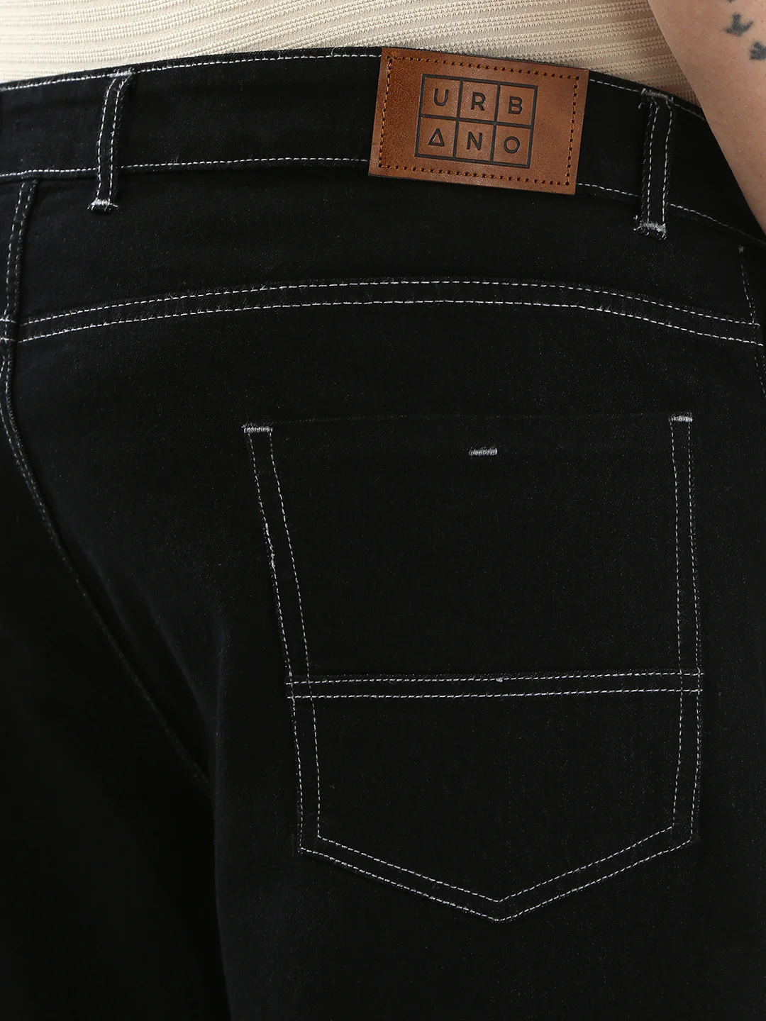 Plus Men's Black Straight Fit Washed Jeans Stretchable - Image 6