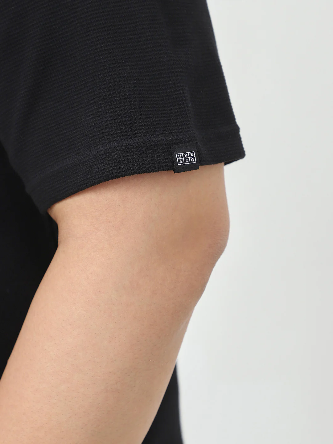 Plus Men's Black Textured Regular Fit Half Sleeve Cotton Polo T-Shirt - Image 6