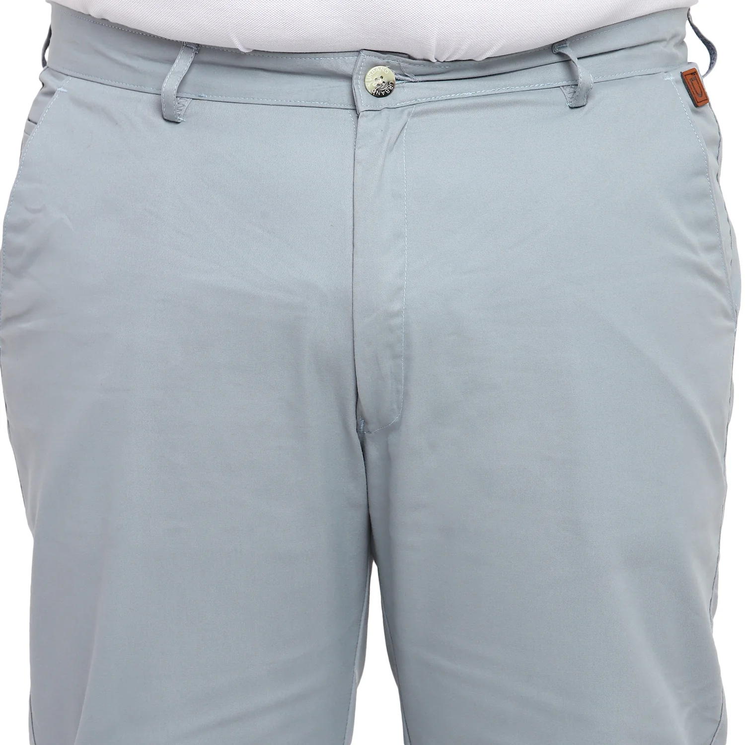 Plus Men's Blue Cotton Regular Fit Casual Chinos Trousers - Image 5