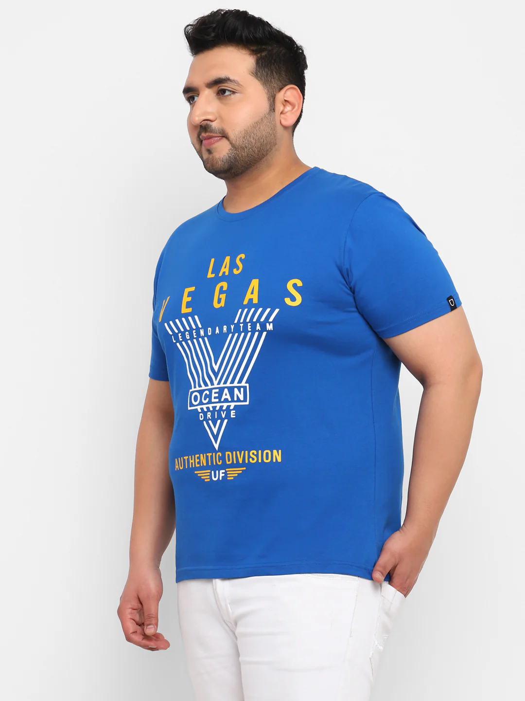 Urbano Plus Men's Blue Graphic Printed Half Sleeve Regular Fit Cotton T-Shirt - Image 2